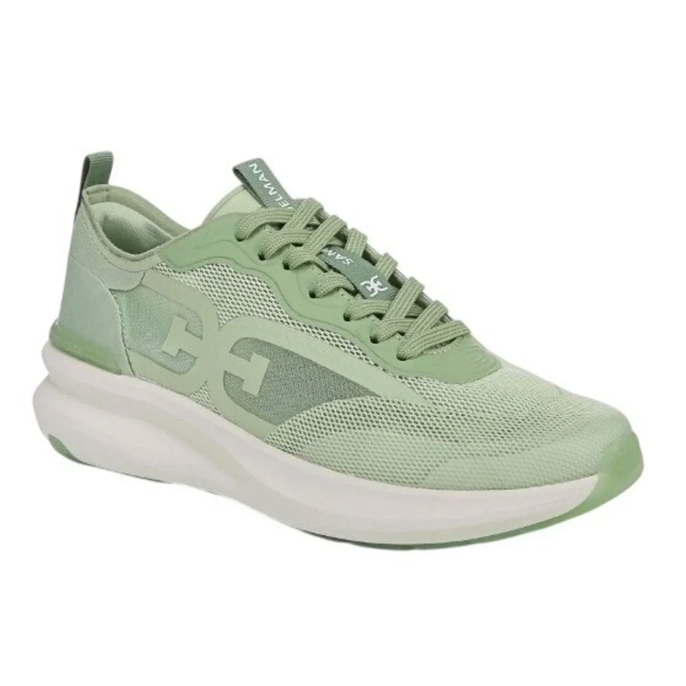 Sam Edelman Sarita Sneakers Green Mesh Lace Up Athletic Shoes Tennis Preppy 10.5
